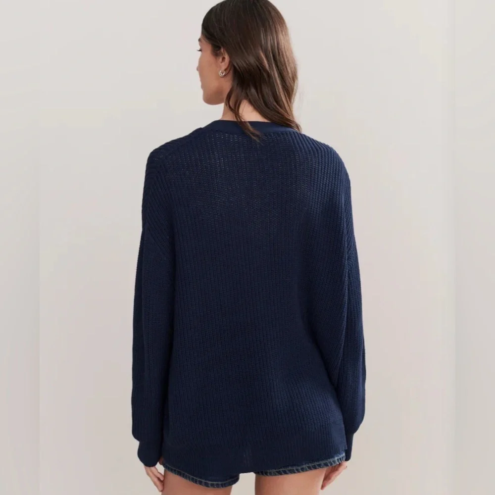 JENNI KAYNE Cotton Cocoon Cardigan - navy L